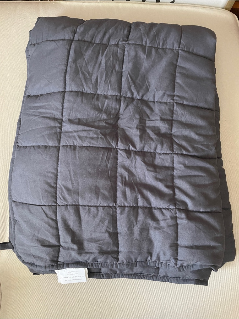 Grey Quilted Home Bedding Weighted Blanket  15 lbs 48 x 72